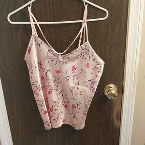 Pink silky pajamas top and bottom